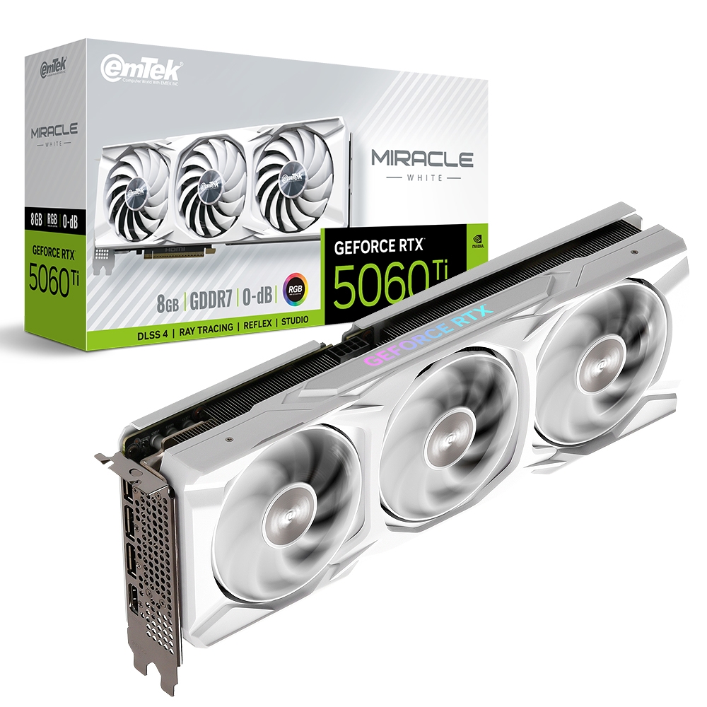 이엠텍 지포스 RTX 5060 Ti MIRACLE WHITE D7 8GB