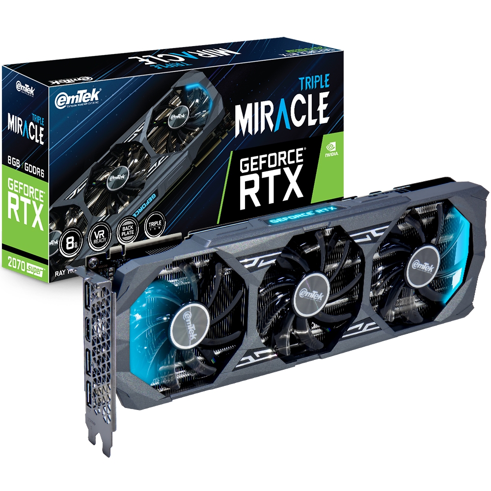 [리퍼비시 AS 3개월 / 벌크] 이엠텍 지포스 RTX 2070 SUPER MIRACLE D6 8GB TRIPLE (XE0655-2)
