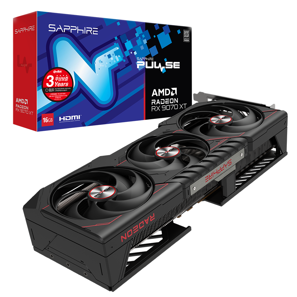 [리퍼비시 AS 28개월 / 무지박스] SAPPHIRE 라데온 RX 9070 XT PULSE D6 16GB (SP0489-1)