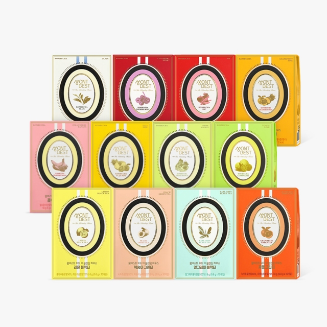 [몽베스트] 블랜딩티 +콤부차 12종 맛보기 120스틱 (레몬라임,타트체리베리, 자몽파인애플,유자파인애플 외 8종)