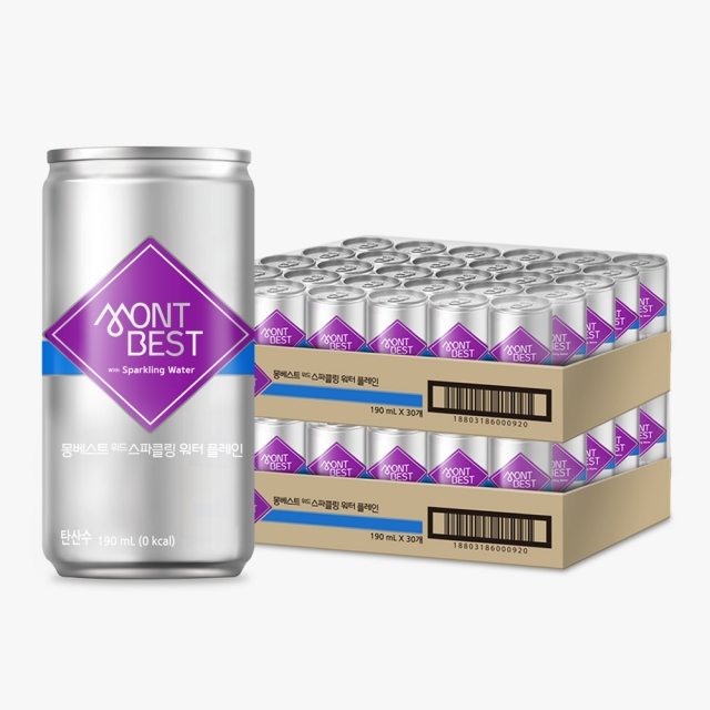 [몽베스트] 위드 스파클링 워터 플레인 190mL 60개 캔탄산수