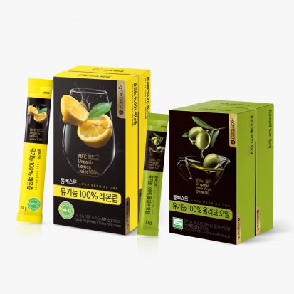 [몽베스트] 올레샷 유기농 100% 올리브 오일 2팩(28스틱) + 레몬즙 2팩(28스틱)