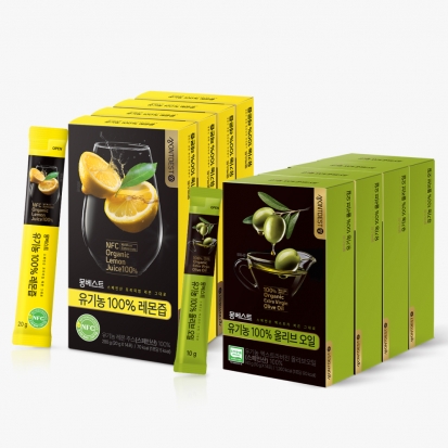 [몽베스트] 올레샷 유기농 100% 올리브 오일 4팩(56스틱) + 레몬즙 4팩(56스틱)