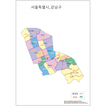 서울시 구별 행정구역지도 (법정,행정경계) A4 코팅
