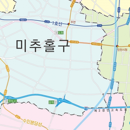 인천시 행정구역지도 (도로경계) 4종시리즈 롤스크린