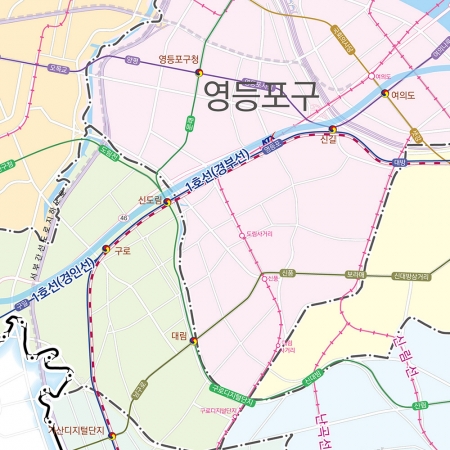 서울시 행정구역지도 (도로경계) 4종시리즈 코팅