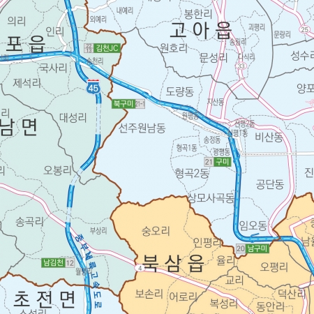 경상북도 행정구역지도 (도로경계) 6종시리즈 롤스크린