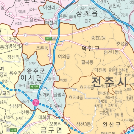 전라북도 행정구역지도 (도로경계) 6종시리즈 롤스크린