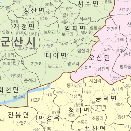 전라북도 행정구역지도 (도로경계) 6종시리즈 코팅