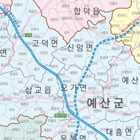 충청남도 행정구역지도 (도로경계) 6종시리즈 롤스크린