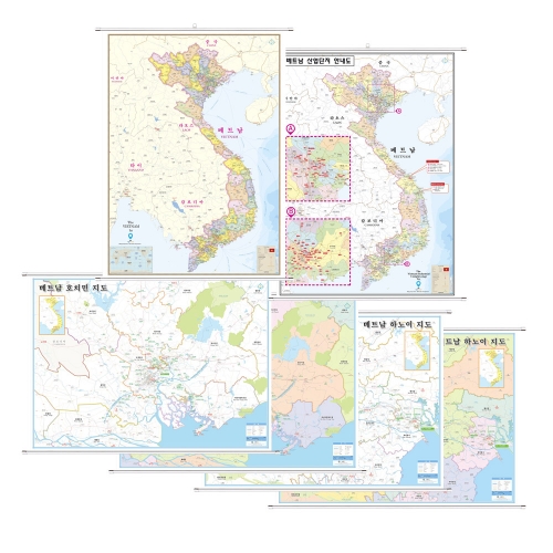 베트남지도 (하노이, 호치민) 6종 족자