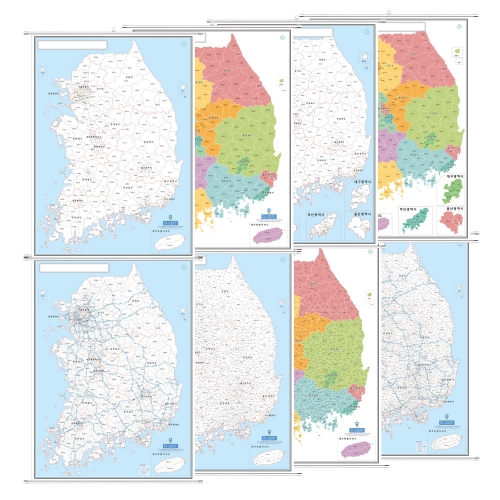 커스텀 우리나라 행정구역지도 (도로경계) 8종시리즈 족자
