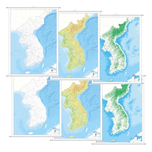 우리나라 백지도 (시군별경계) 6종시리즈 족자