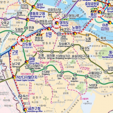 서울 수도권 광역 지하철 노선망도 (도로현황) 코팅