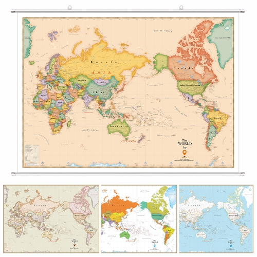 세계지도 영문 컬러 4종시리즈 족자