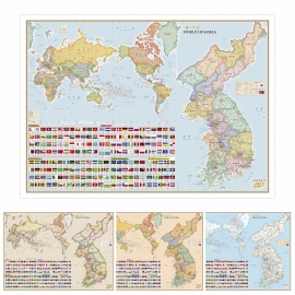 세계지도 우리나라지도 국기 컬러 4종시리즈 코팅
