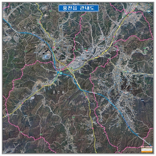 [항공사진] 홍천군 관내 현황도 - 나우맵 맞춤 지도제작 문의
