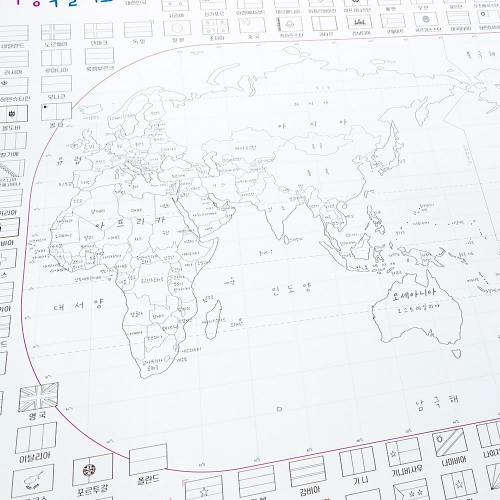 커스텀 세계 여행 색칠지도 (문구삽입, 크기변경)