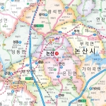 논산시 계룡시지도 롤스크린