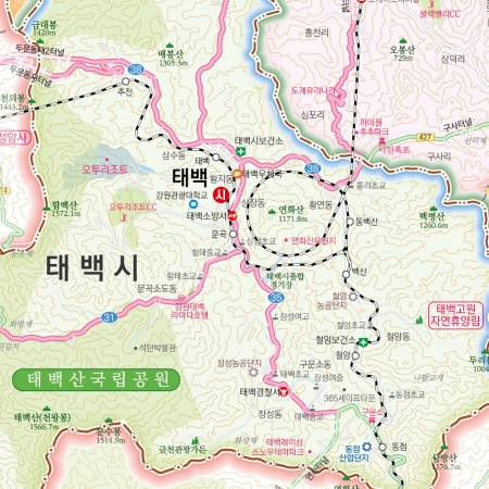 동해시 삼척시 태백시지도 족자