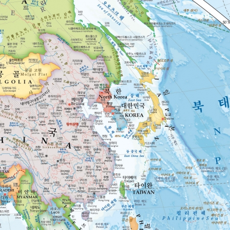 빈켈도법 세계지도 (대서양중심) 족자