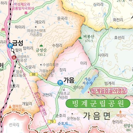 의성군지도 롤스크린