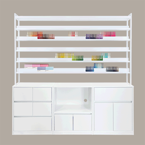 로건킹 1800 진열장 <small>네일샵 가구</small><hr style="border: solid 1px #dbdbdb;"><h5>구성 : 로건킹 1800 상부장+1800 하부장</h5>