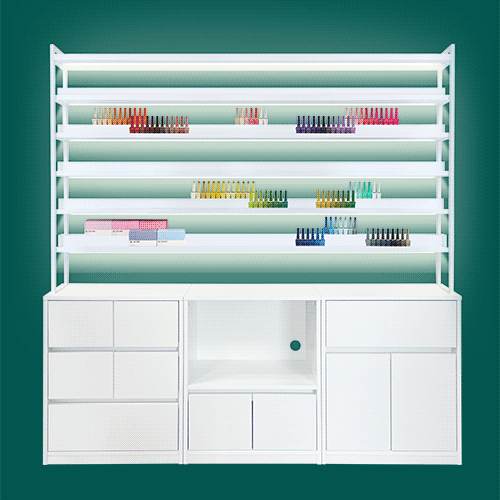 LED 로건킹 1800 진열장 <small>네일샵 가구</small><hr style="border: solid 1px #dbdbdb;"><h5>구성 : LED 로건킹 1800 상부장+1800 하부장</h5>