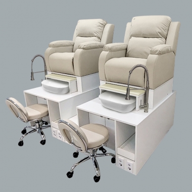 앙뜨레 2인 습식 스파세트 <small>네일패디가구</small><hr style="border: solid 1px #dbdbdb;"><h5>구성 : 소파2+소파단2+패디단2+계단1+도기2+수전2+패디발판2+시술의자2</h5>