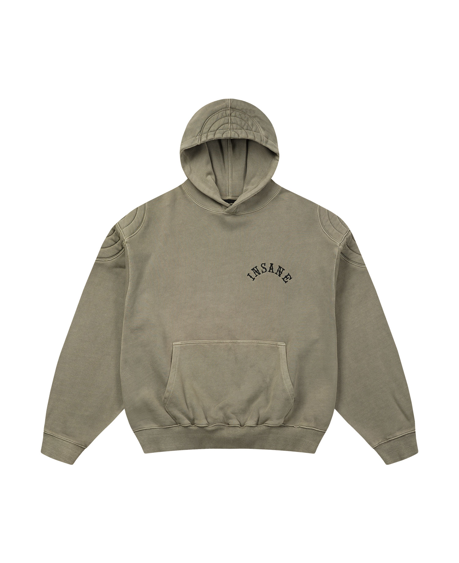 INSANE PADDED SHOULDER HOODIE_OLIVE