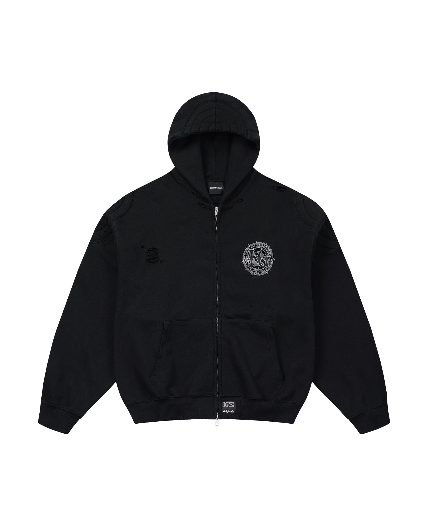 INSANE PANTHER SCRATCH ZIP FRONT HOODIE_BLACK