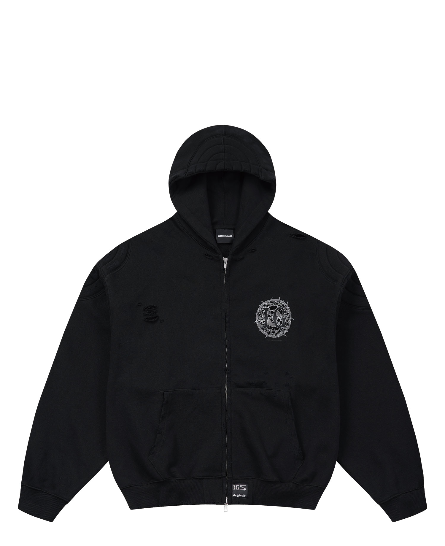 INSANE PANTHER SCRATCH ZIP FRONT HOODIE_BLACK