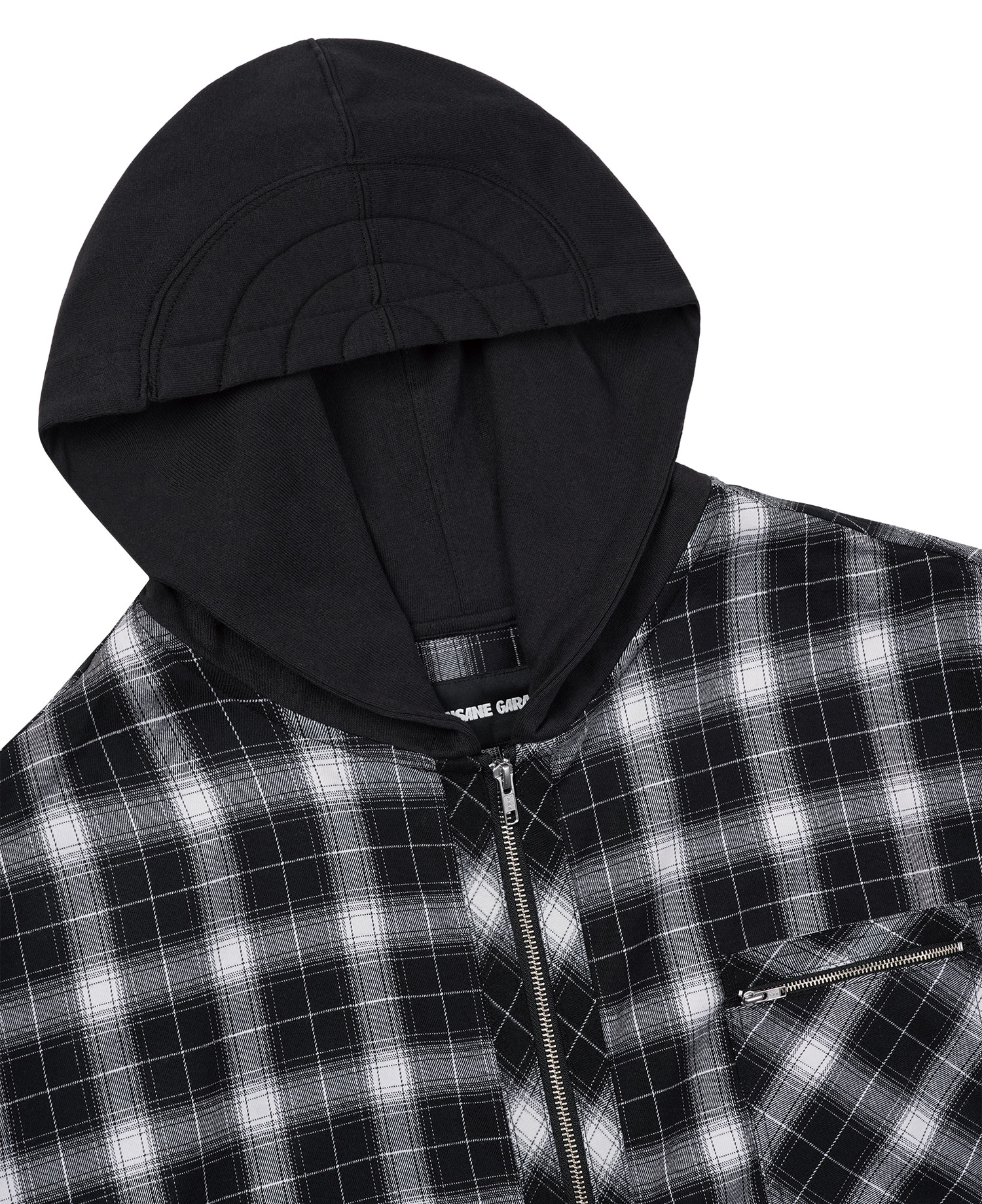 INSANE FLANNEL PADDED HOODIE SHIRT_BLACK