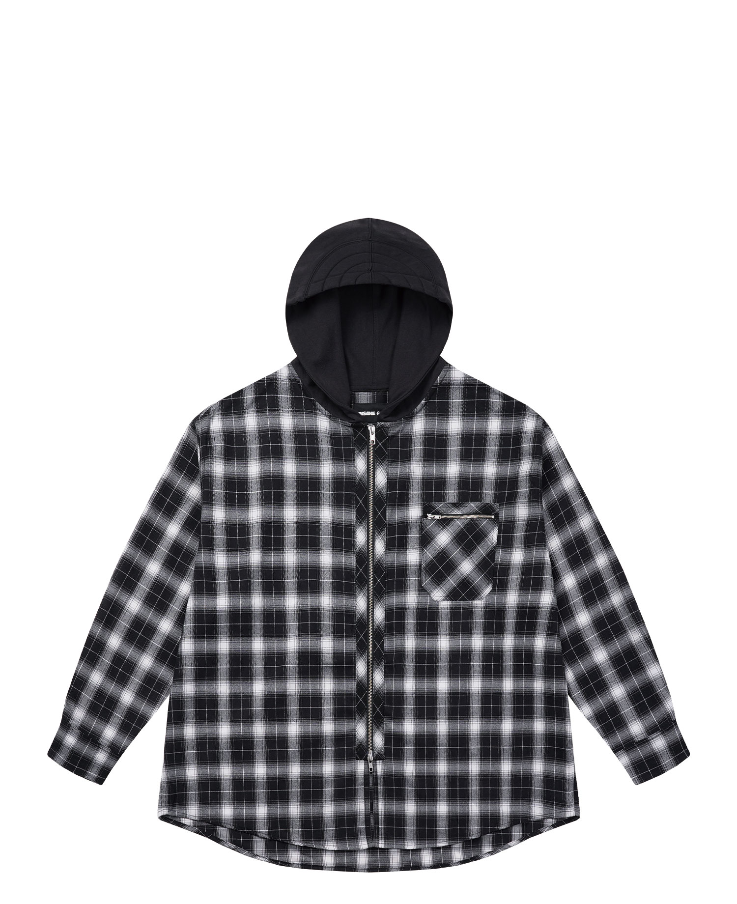 INSANE FLANNEL PADDED HOODIE SHIRT_BLACK