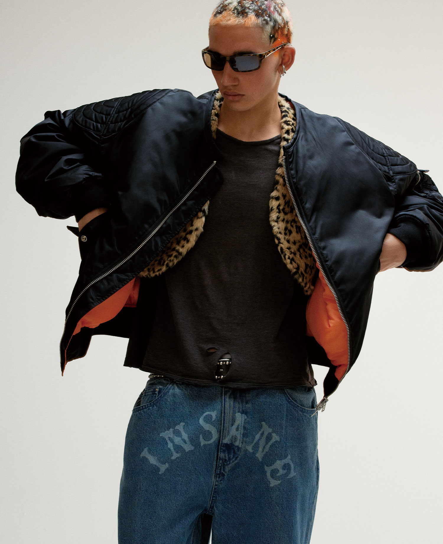 INSANE PADDED NYLON BOMBER JACKET_BLACK