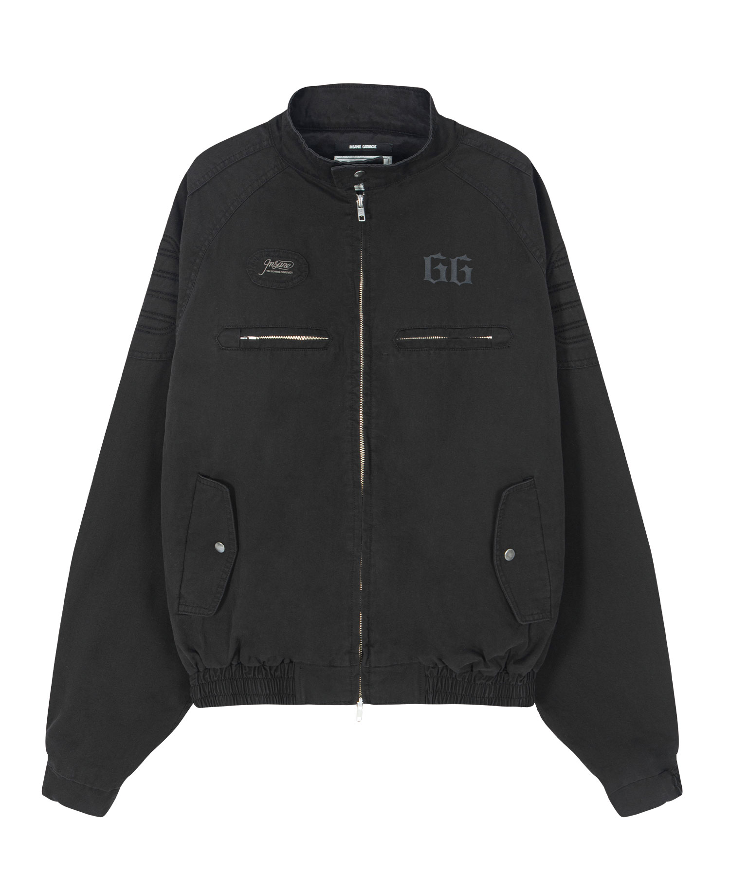 INSANE PADDED SHOULDER HARRINGTON JACKET_BLACK