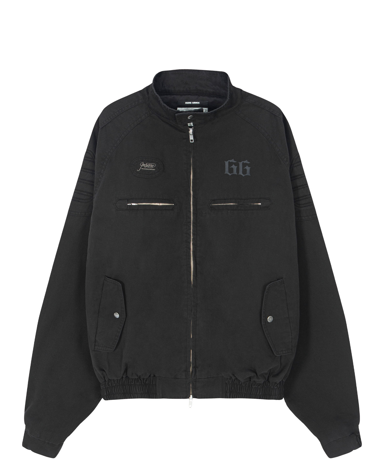 INSANE PADDED SHOULDER HARRINGTON JACKET_BLACK