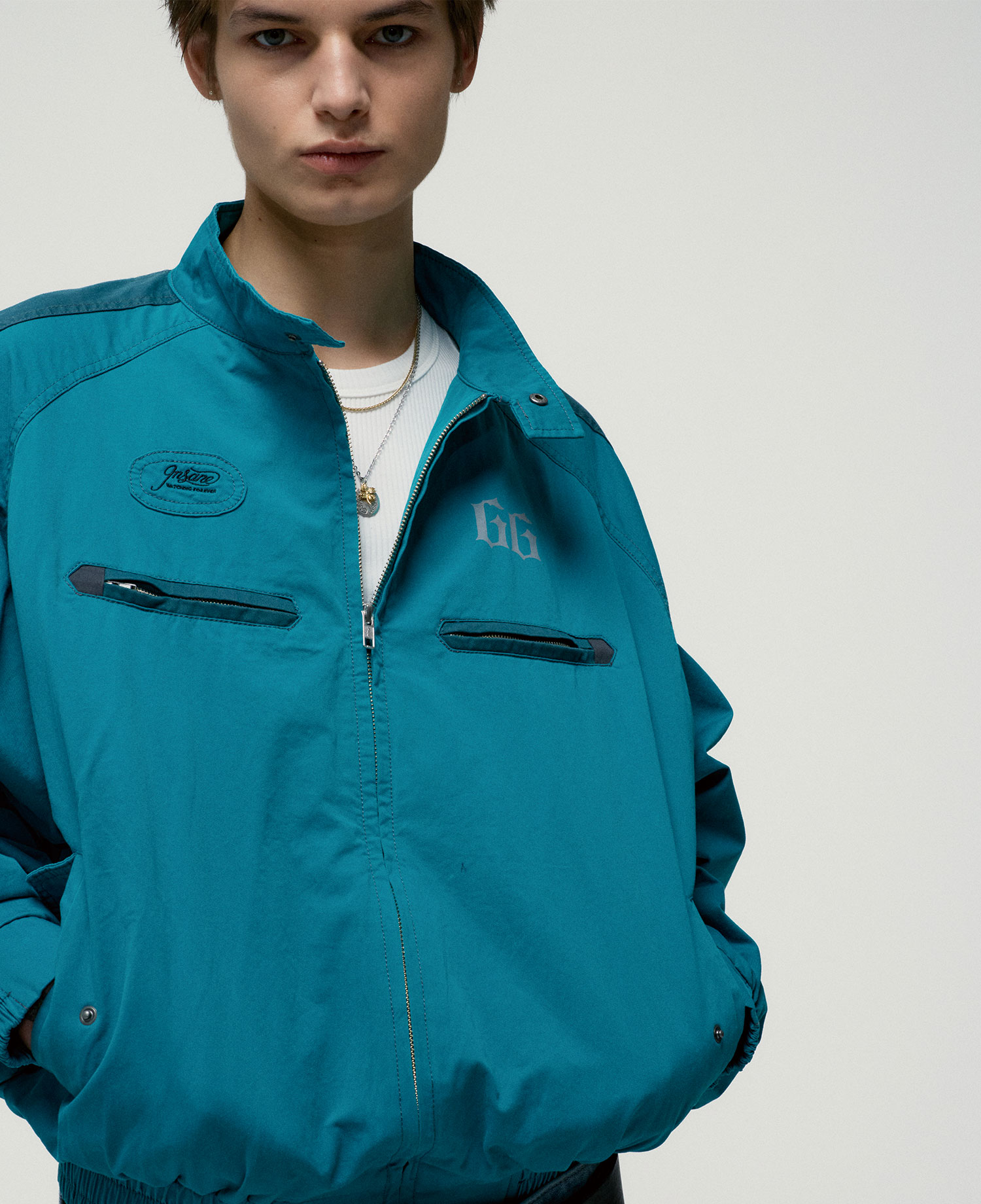 INSANE PADDED SHOULDER HARRINGTON JACKET_TEAL