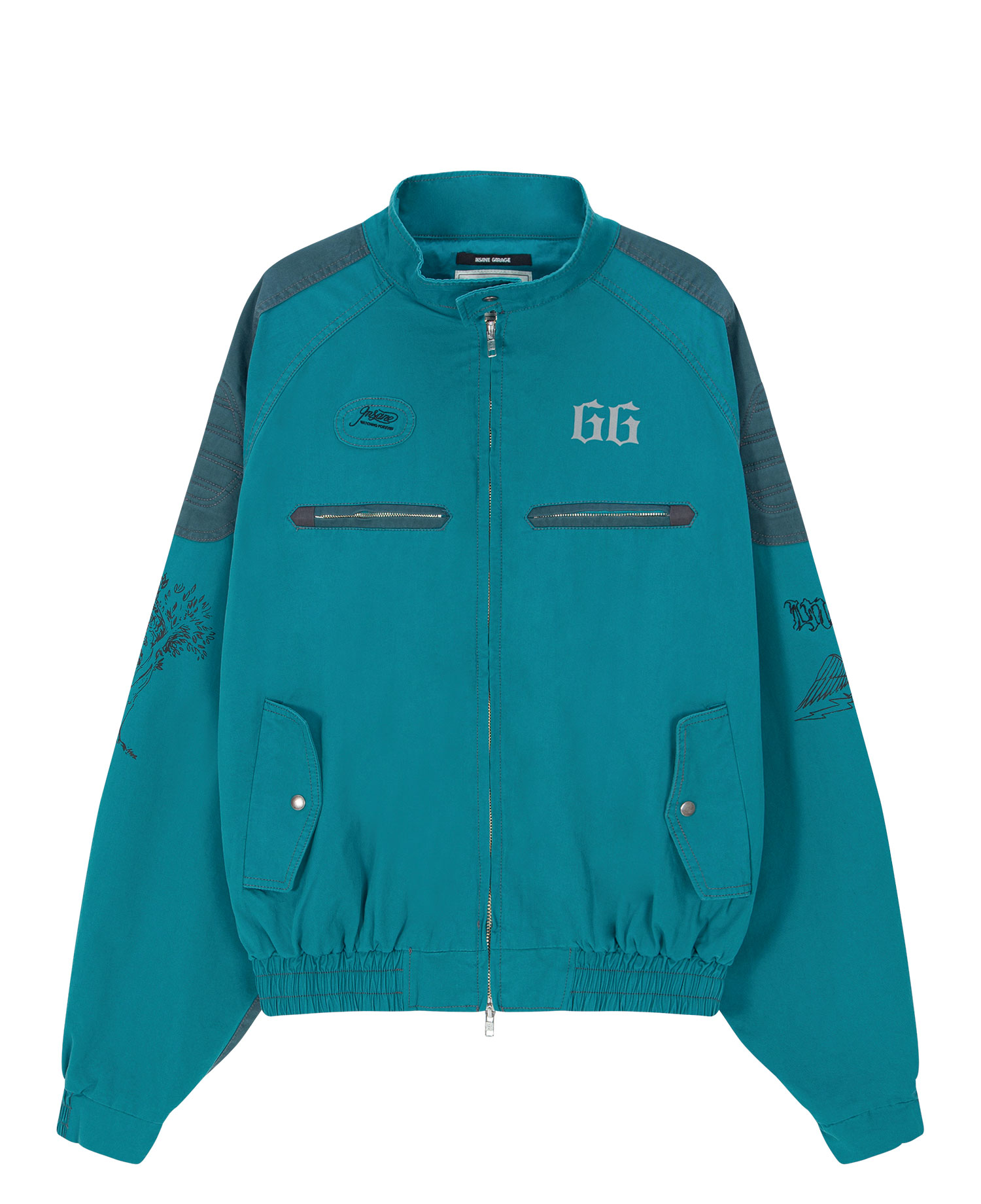 INSANE PADDED SHOULDER HARRINGTON JACKET_TEAL