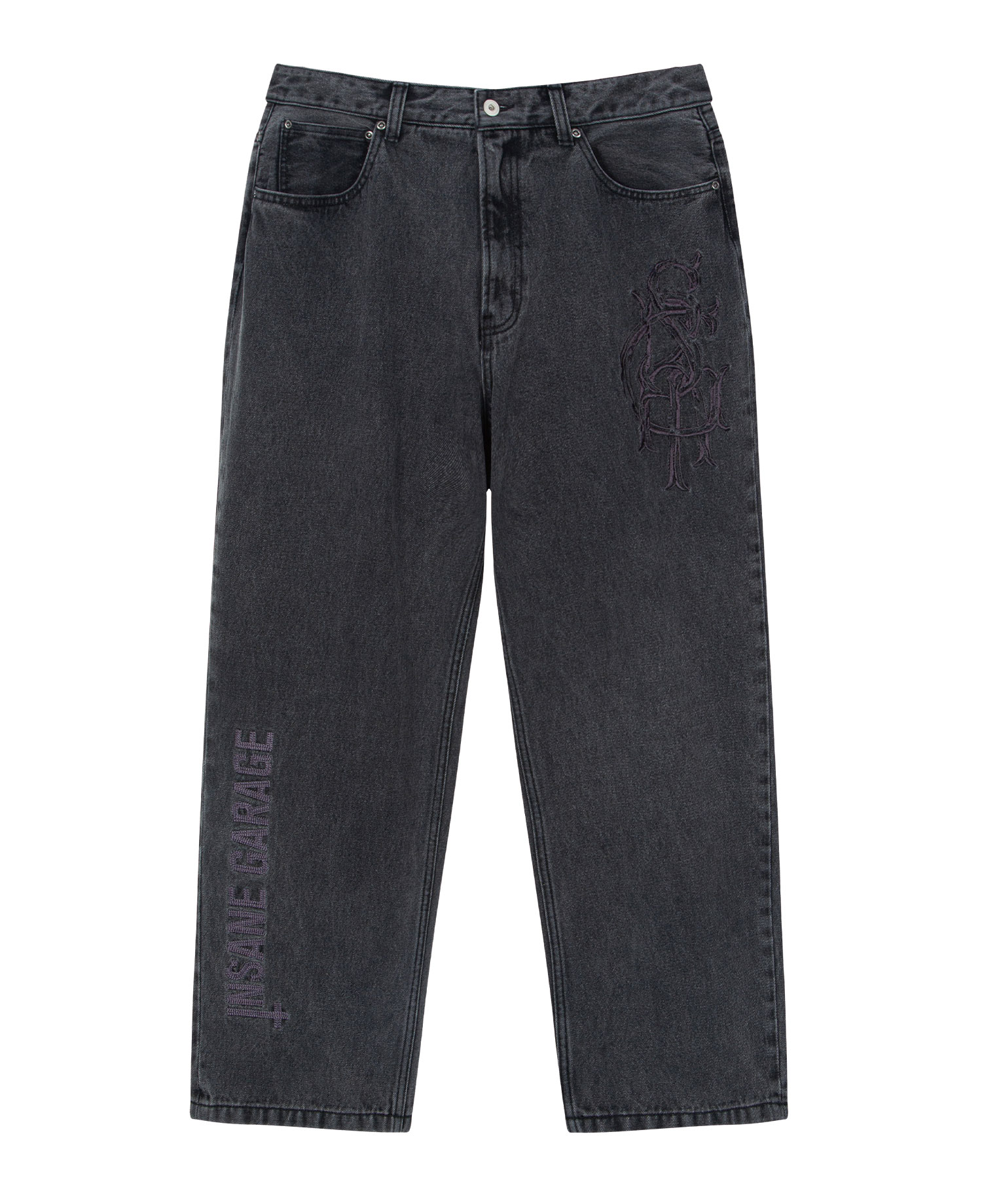 INSANE GRAPHIC EMBROIDERED JEANS_BLACK