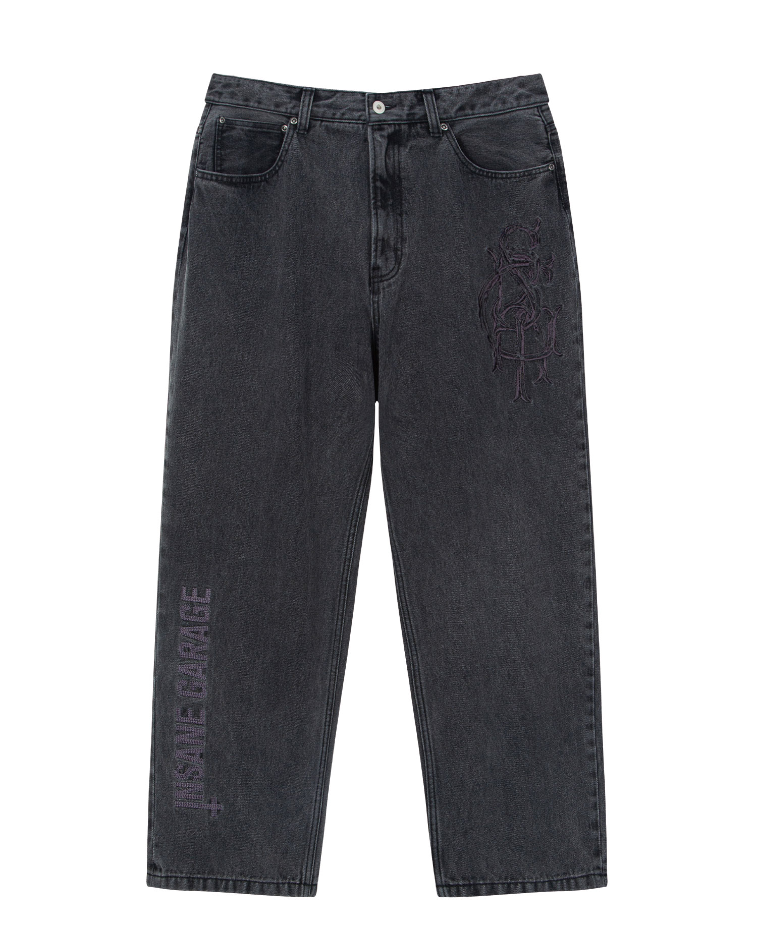 INSANE GRAPHIC EMBROIDERED JEANS_BLACK