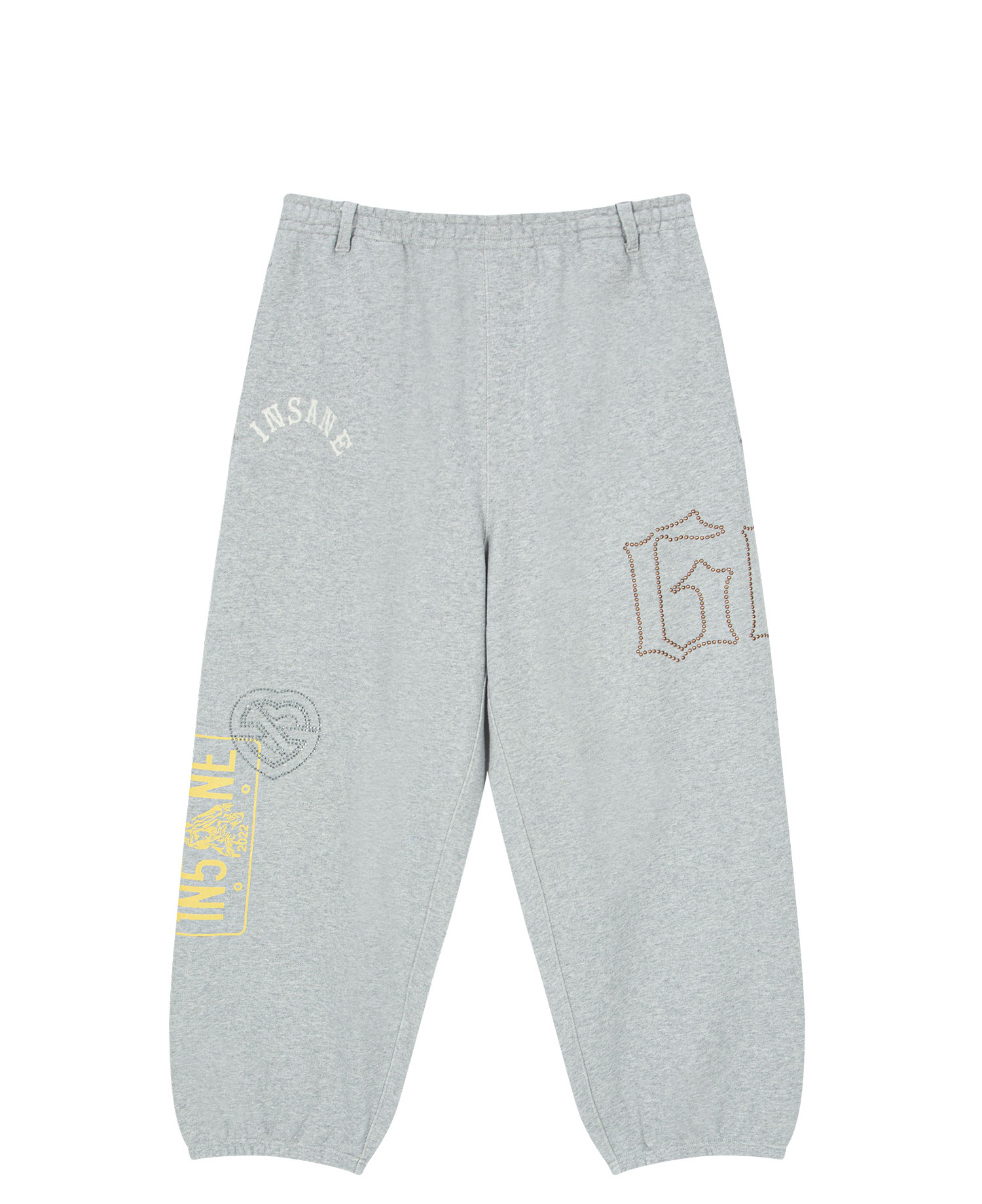 INSANE RHINESTONE SWEAT PANTS_MELANGE GREY