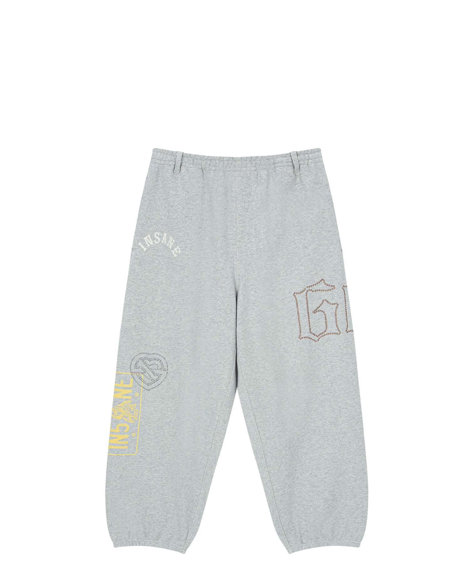 INSANE RHINESTONE SWEAT PANTS_MELANGE GREY