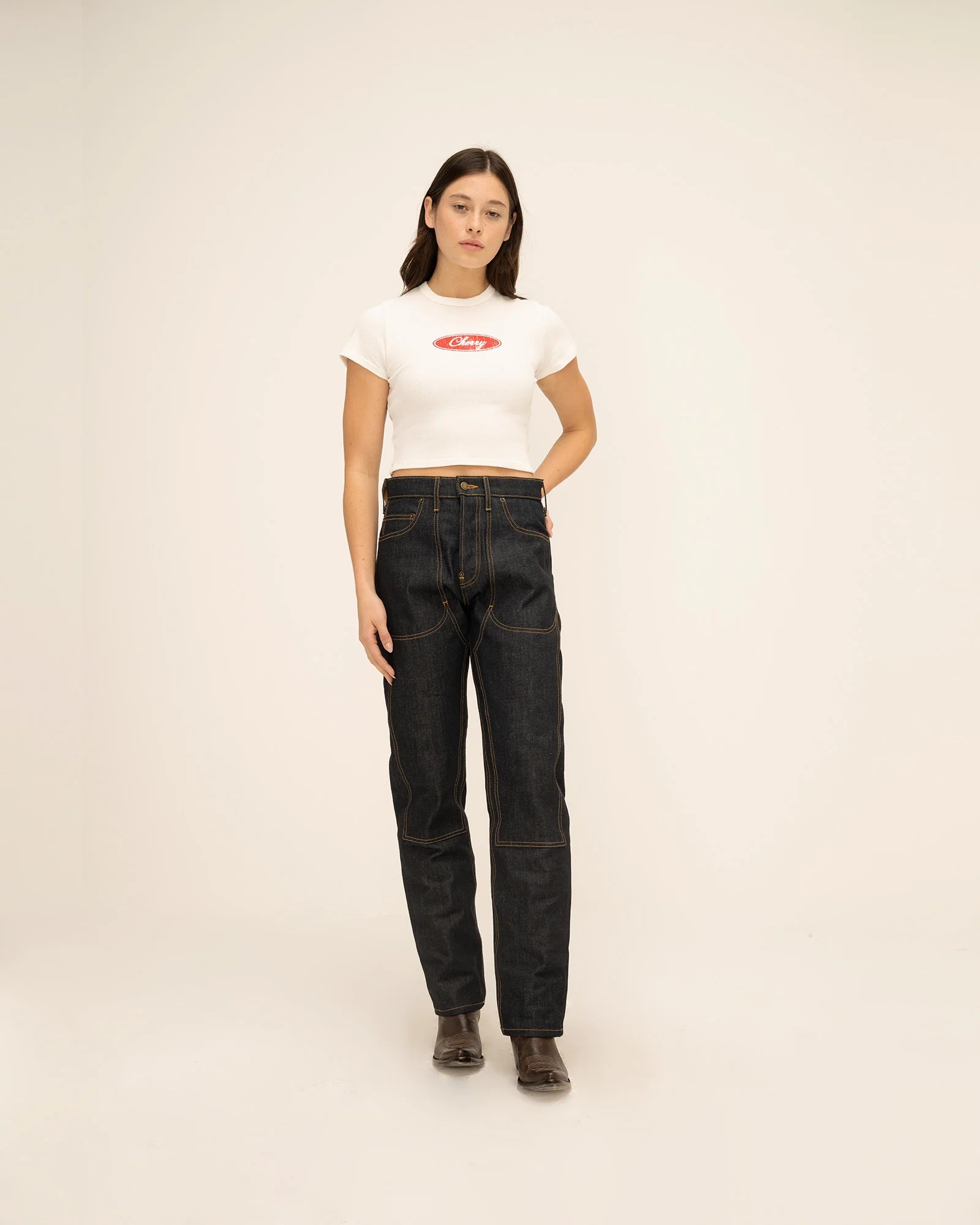 [CHERRY LA] THERMAL BABY TEE_VINTAGE WHITE