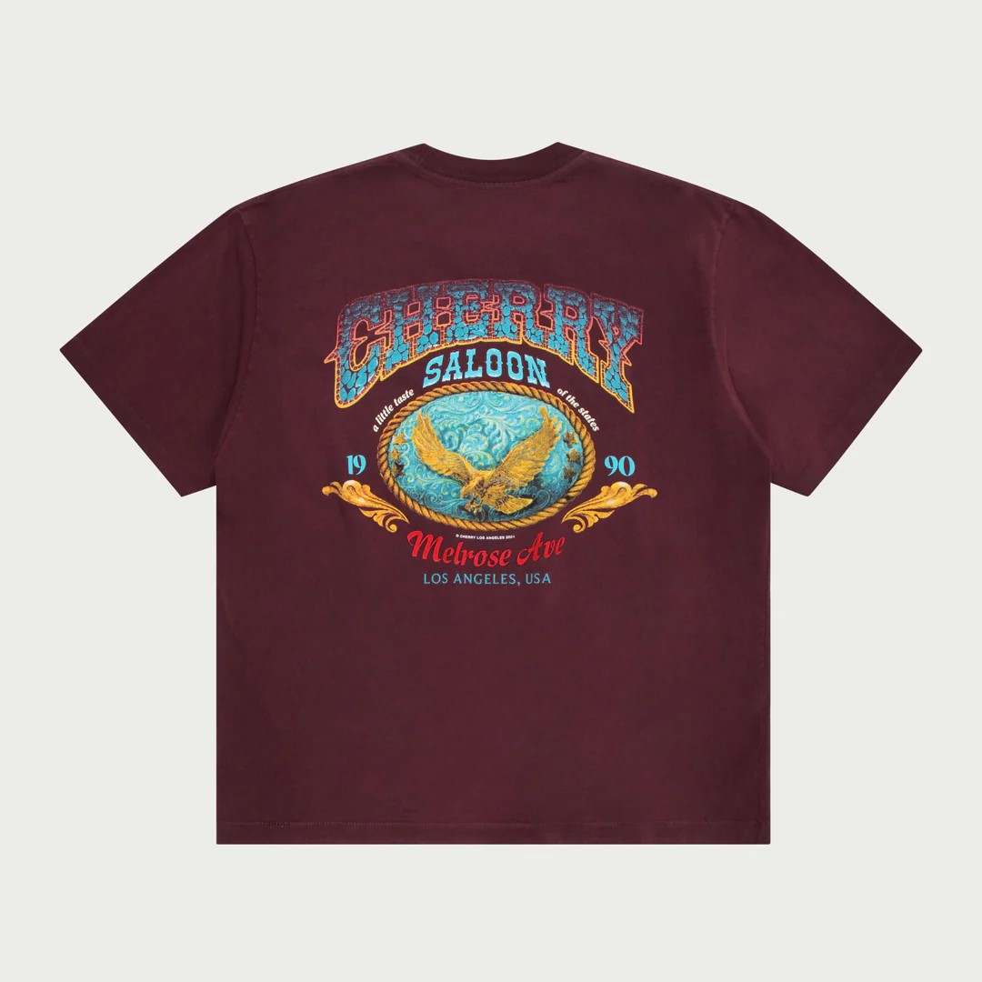 [CHERRY LA] SALOON POCKET T-SHIRT_MAROON