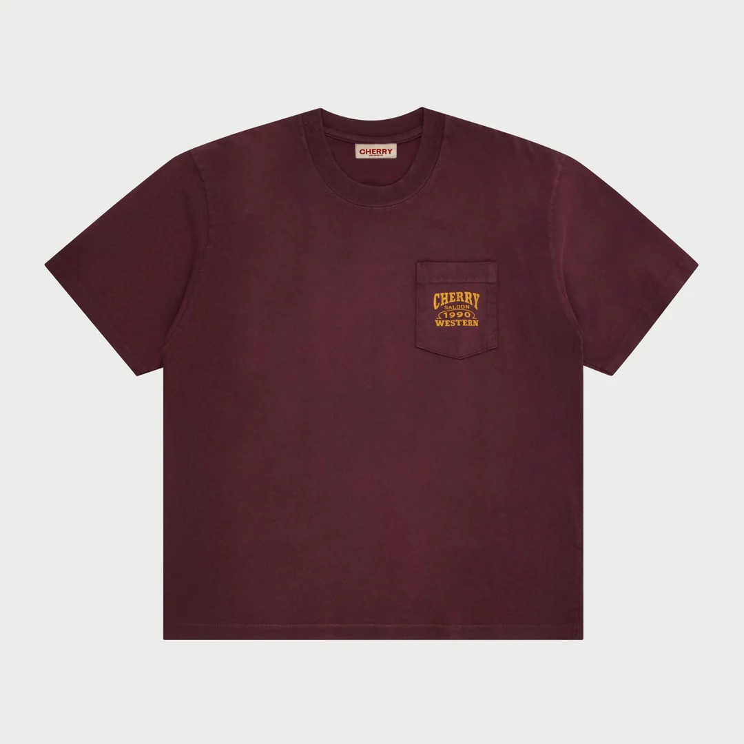 [CHERRY LA] SALOON POCKET T-SHIRT_MAROON
