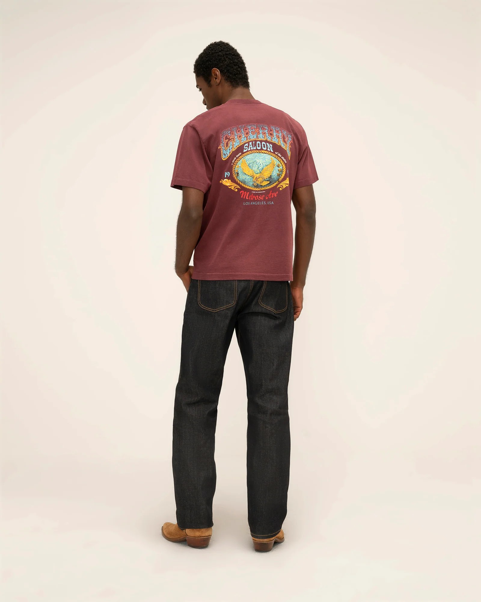 [CHERRY LA] SALOON POCKET T-SHIRT_MAROON
