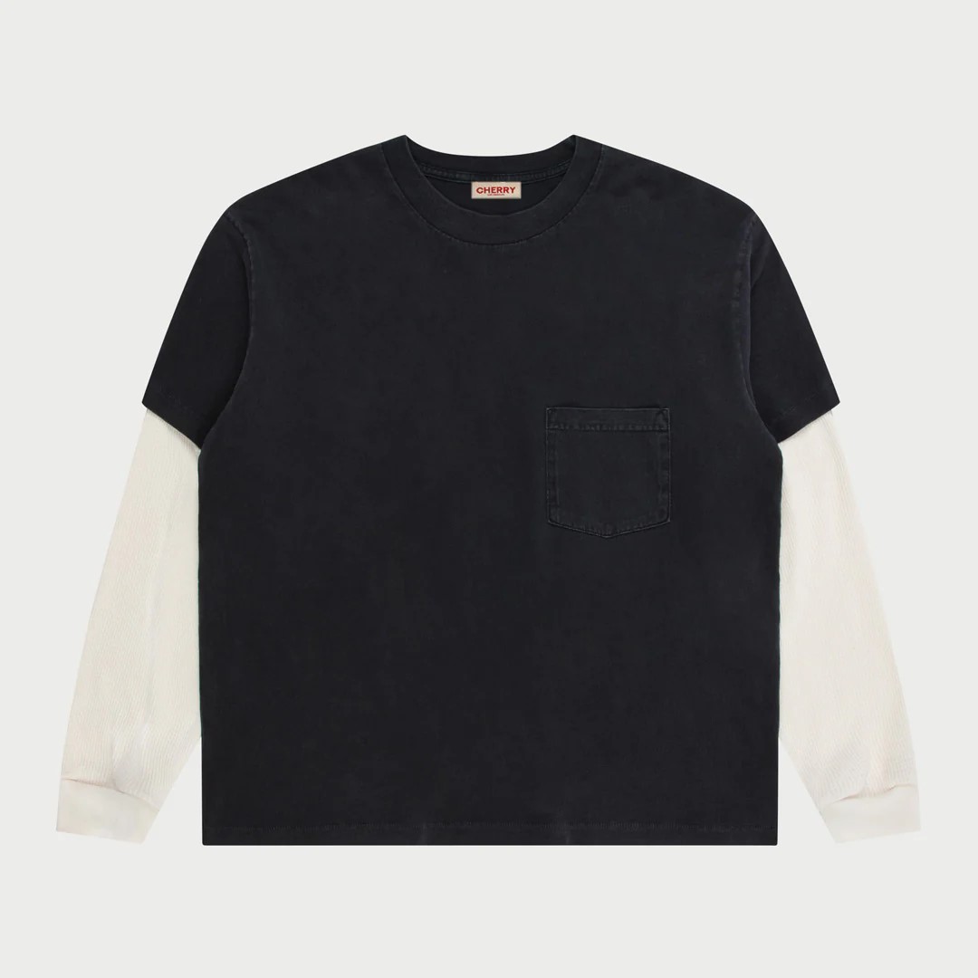 [CHERRY LA] TRUCK BOXY POCKET THERMAL L/S TEE_BLACK