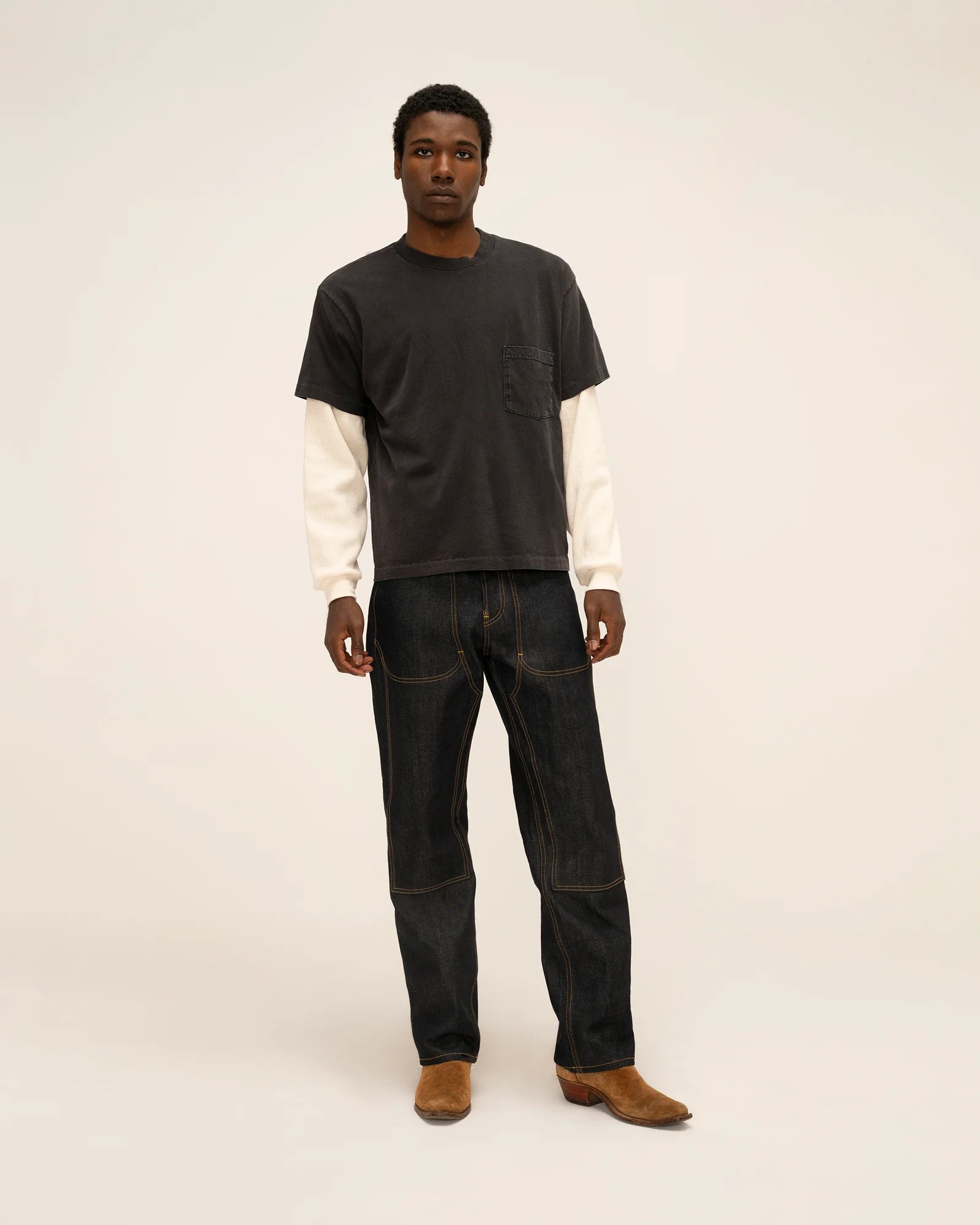 [CHERRY LA] TRUCK BOXY POCKET THERMAL L/S TEE_BLACK