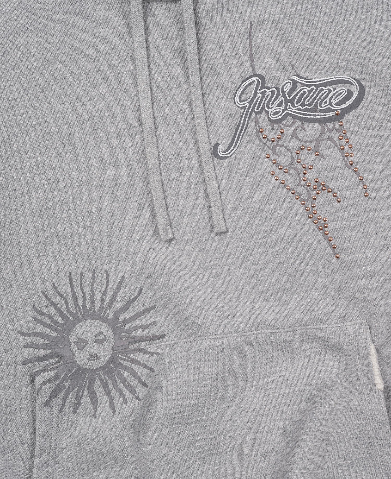 INSANE RHINESTONE HOODIE_MELANGE GREY